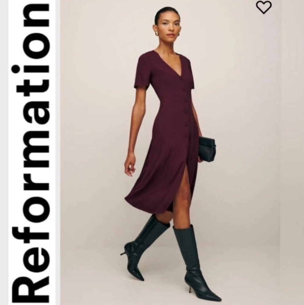 Reformation Burgundy Midi Dress